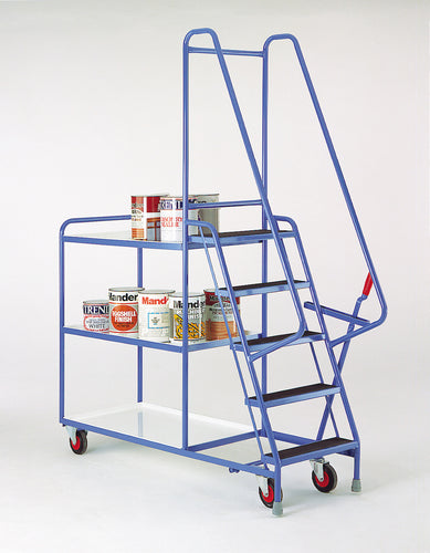 5 Step Tray Trolley - Reversible White Shelves Heavy Duty