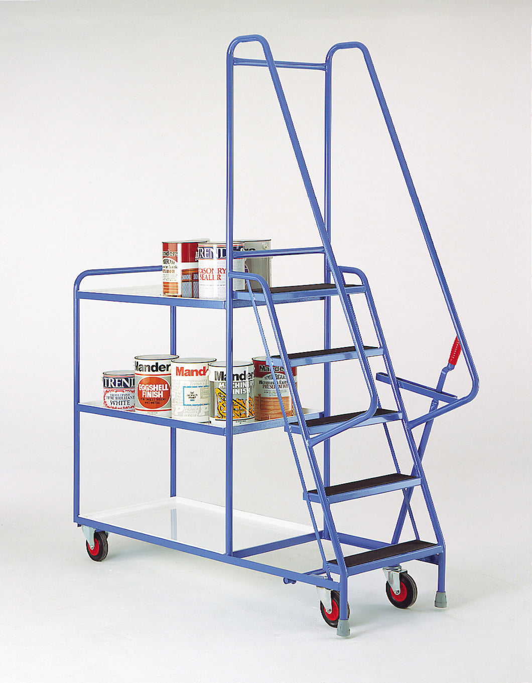5 Step Tray Trolley - Reversible White Shelves Heavy Duty