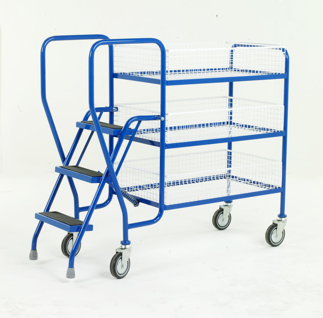 3 Step Tray Trolley - Removable Baskets Medium Duty