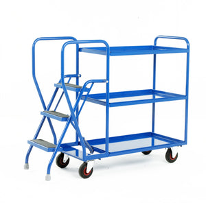 3 Step Tray Trolley - Fixed Shelves Heavy Duty