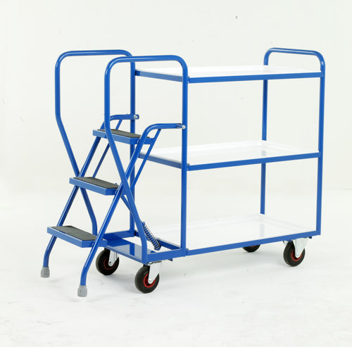 3 Step Tray Trolley - Reversible Trays Heavy Duty