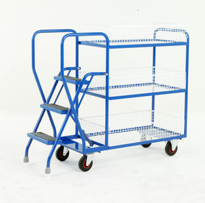 3 Step Tray Trolley - Removable Baskets Heavy Duty